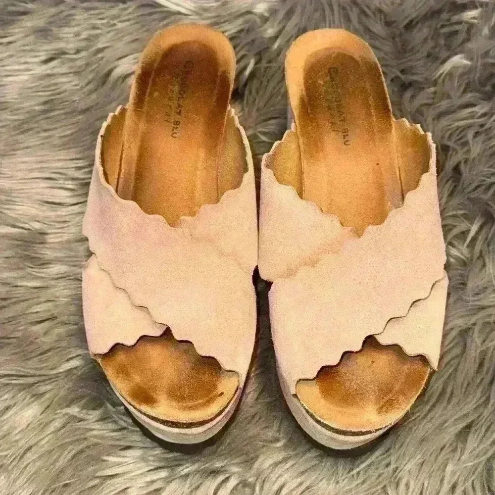 Chocolat Blu Bev Platform Wedge Sandal Light Nude Pink Size 9 Wide 9W